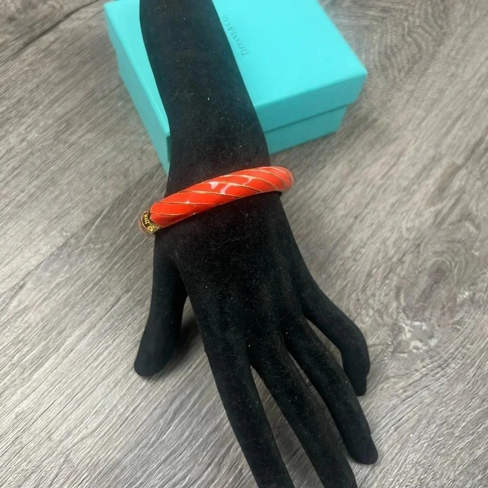 Burnt Orange and Gold Cuff Hinge Bracelet